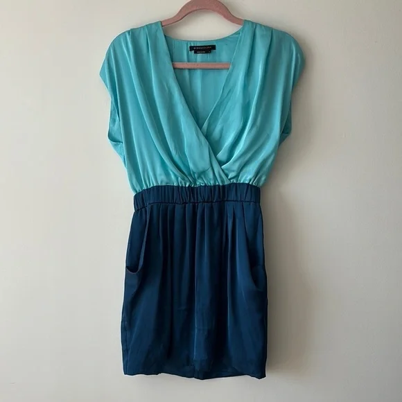 Teal and Navy V-Neck Dress - Picture 1 of 2